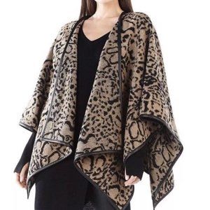 Maxsport black ivory leather trimmed pashmina wrap